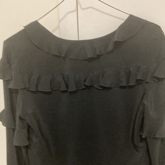 Alexis Silk Long Sleeve Ruffled Black Blouse. Size XS. - Picture 6 of 7